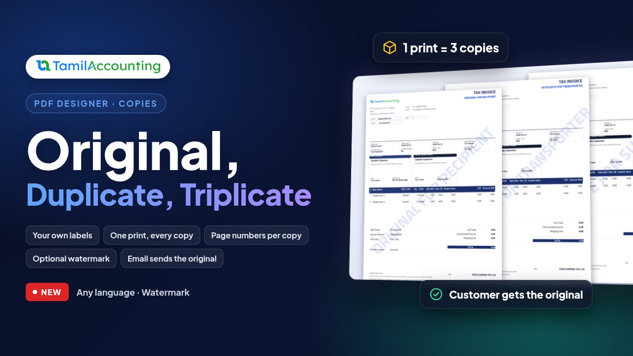 Original, Duplicate and Triplicate Invoice Copies in One Print