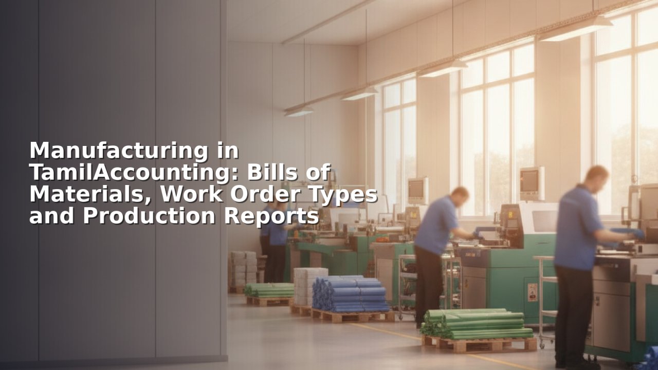 Manufacturing in TamilAccounting: Bills of Materials, Work Order Types and Production Reports