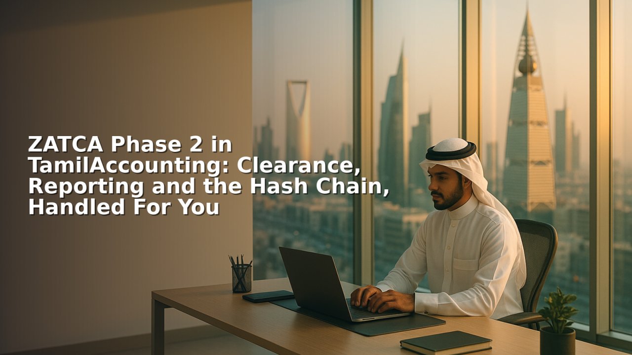 ZATCA Phase 2 in TamilAccounting: Clearance, Reporting and the Hash Chain, Handled For You